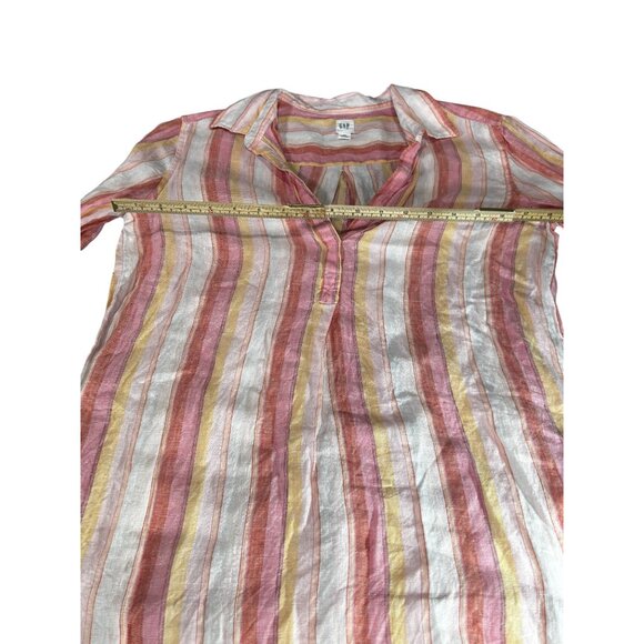 Gap Womens Striped Lightweight Linen Tunic Top XS Long Sleeve Multicolor - Picture 7 of 10
